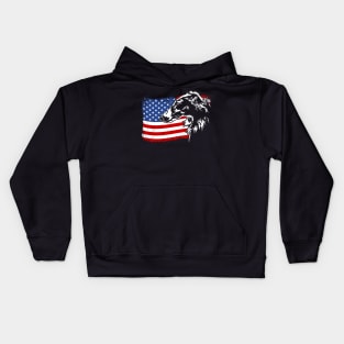 Borzoi Mom Dad American Flag patriotic dog Kids Hoodie